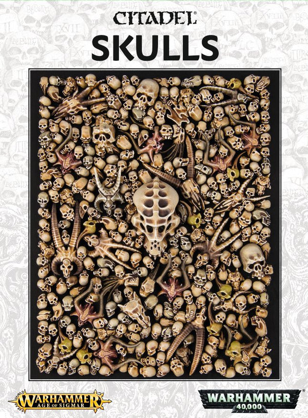 Packaging of Citadel Skulls with Warhammer logo on a white background