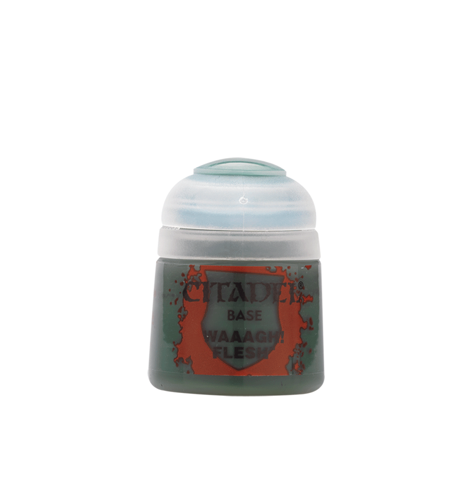 Citadel paint jar labeled 'Waaagh Flesh' on a white background