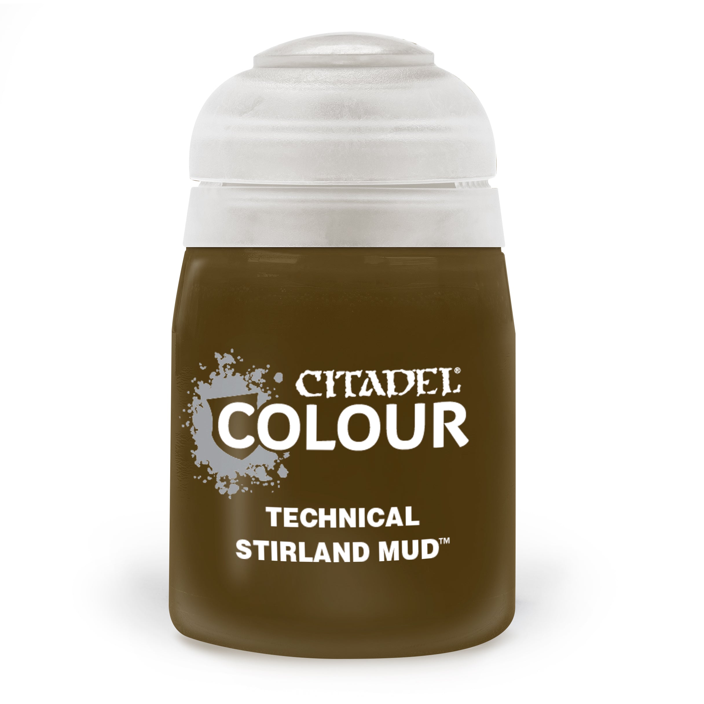  Citadel Colour Technical Stirland Mud paint jar on a white background