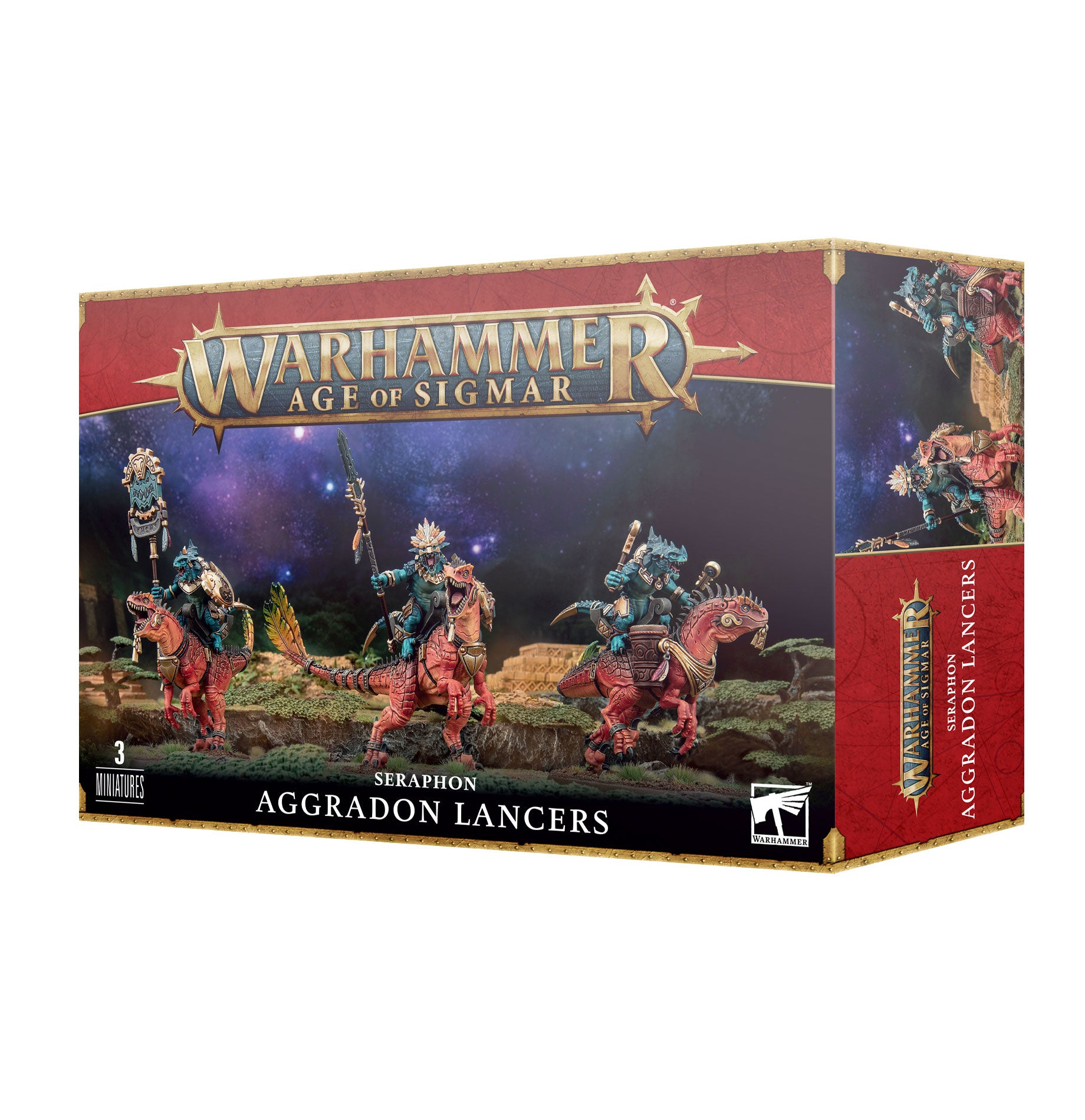 Warhammer Age of Sigmar game box featuring Straphon Aggradon Lancers on a white background