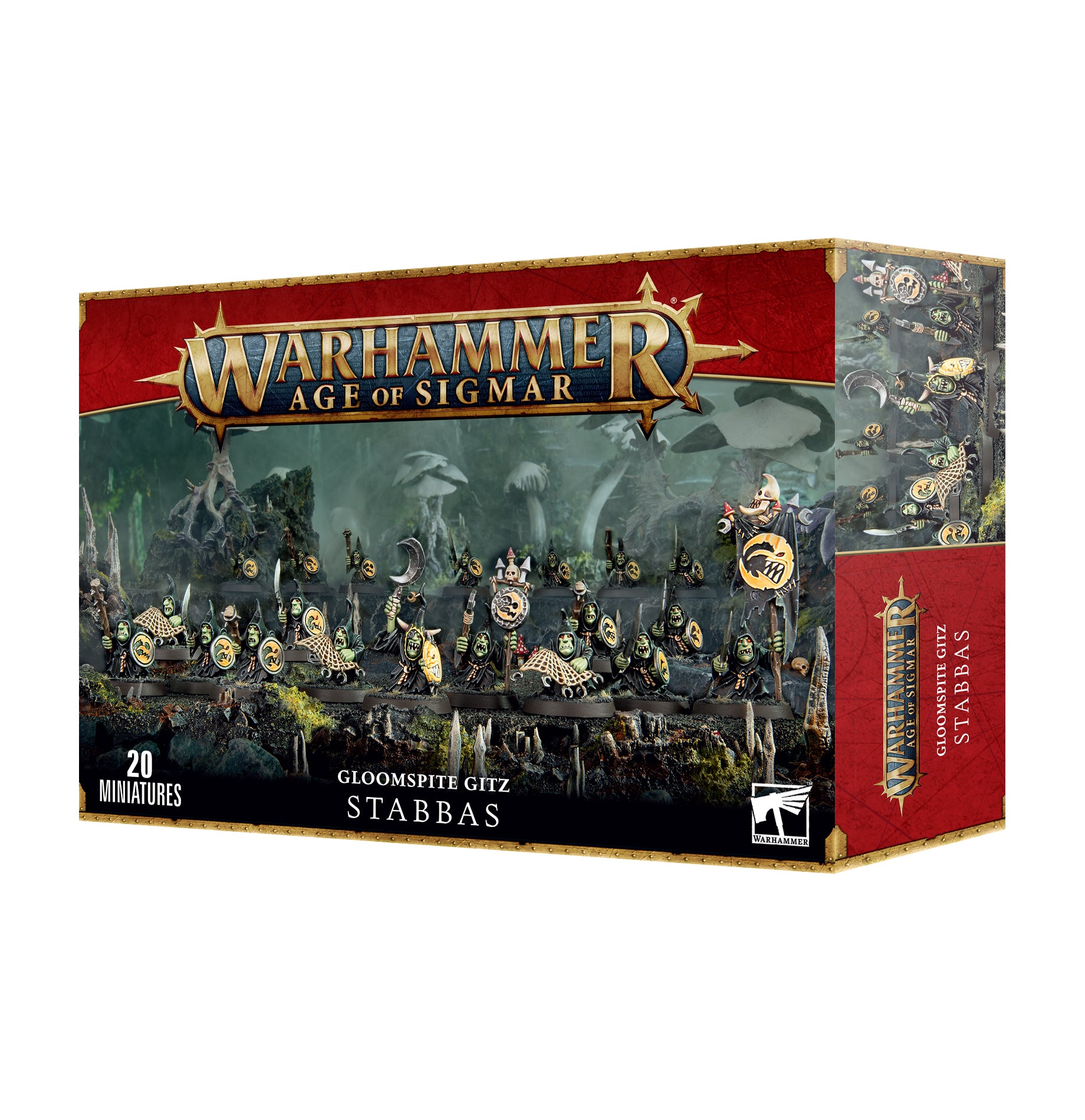Warhammer Age of Sigmar game box with miniatures on a white background