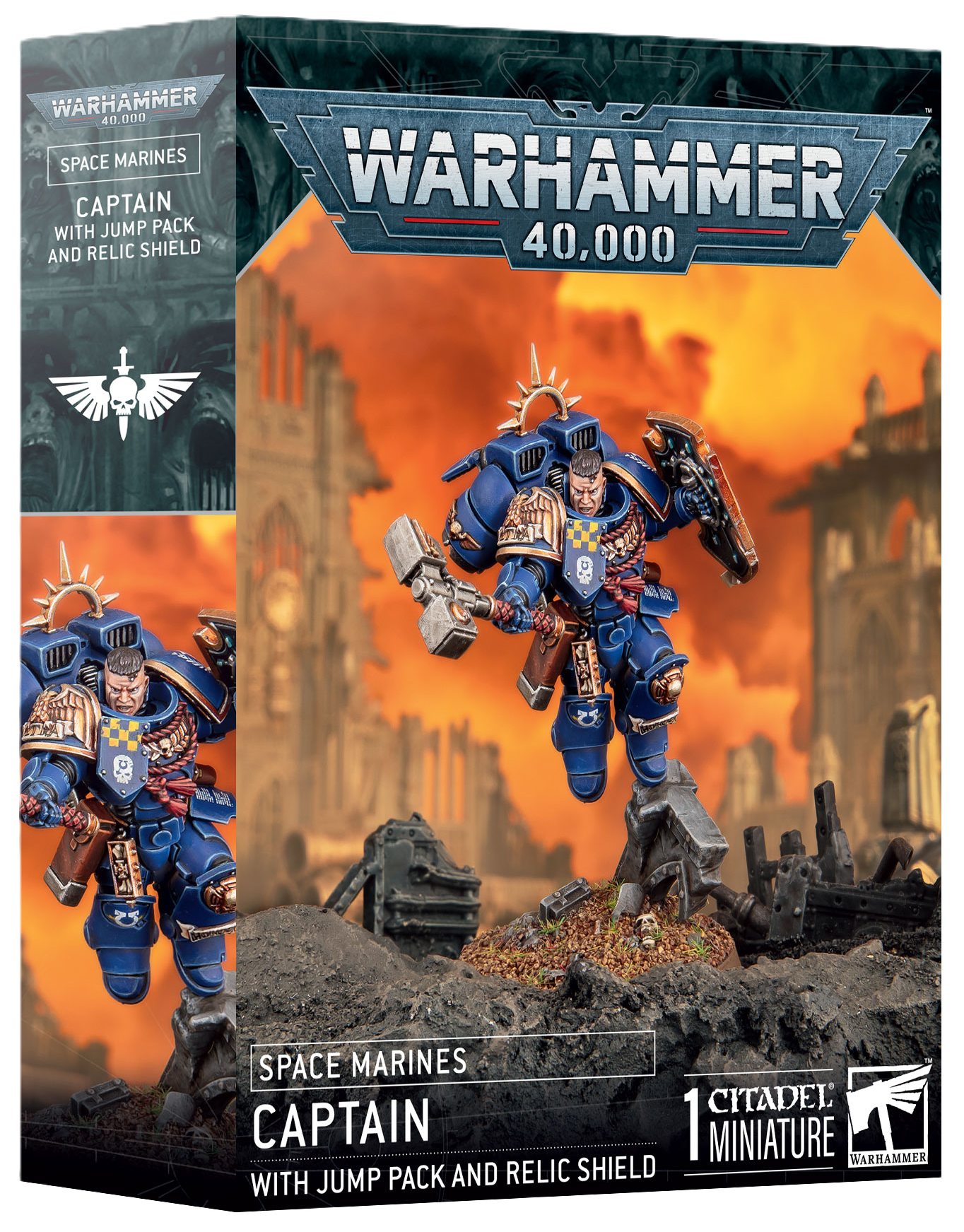 Warhammer 40,000 Space Marines Captain with Jump Pack and Relic Shield