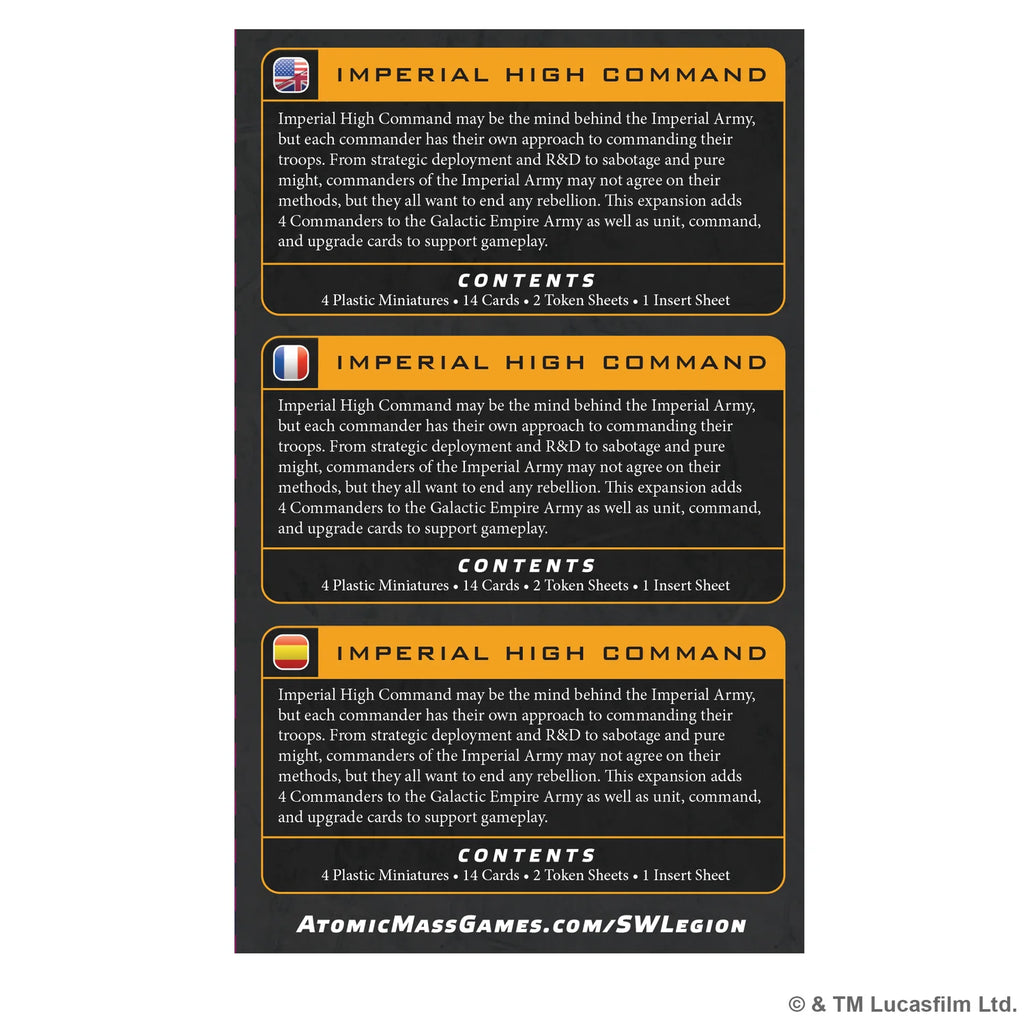 Star Wars Legion: Imperial High Command 4/3/26 PREORDER