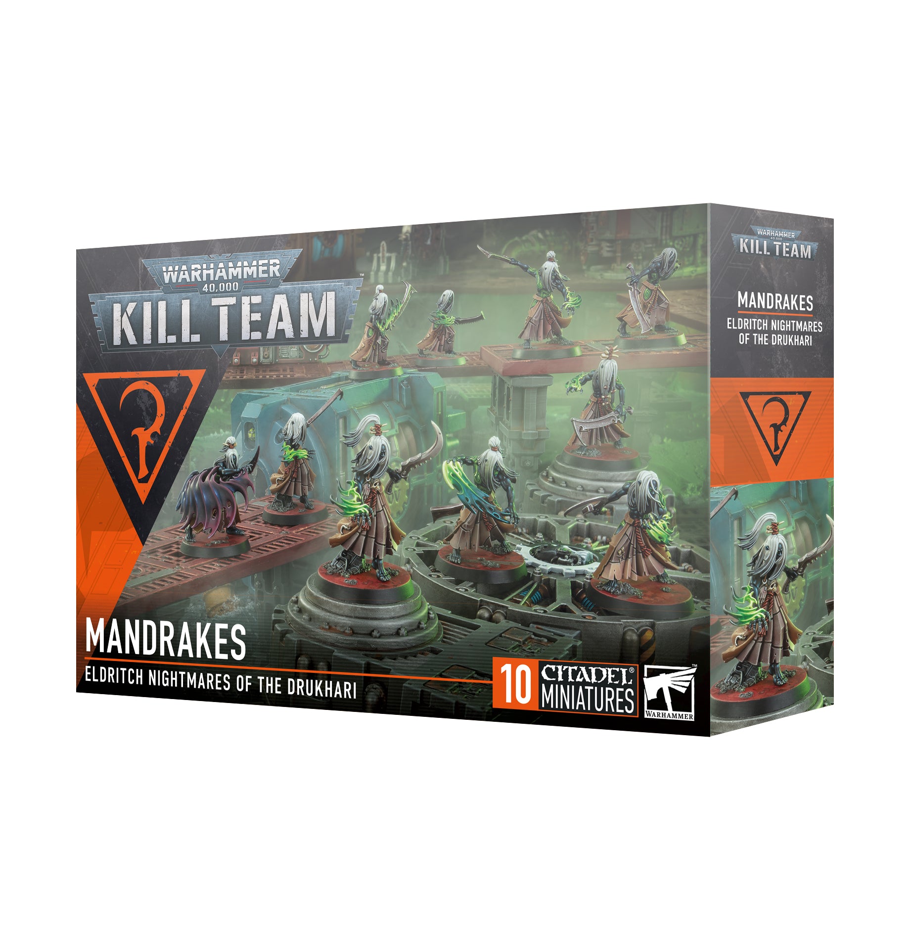 Warhammer figurine box set packaging for 'Kill Team' with miniatures on a white background