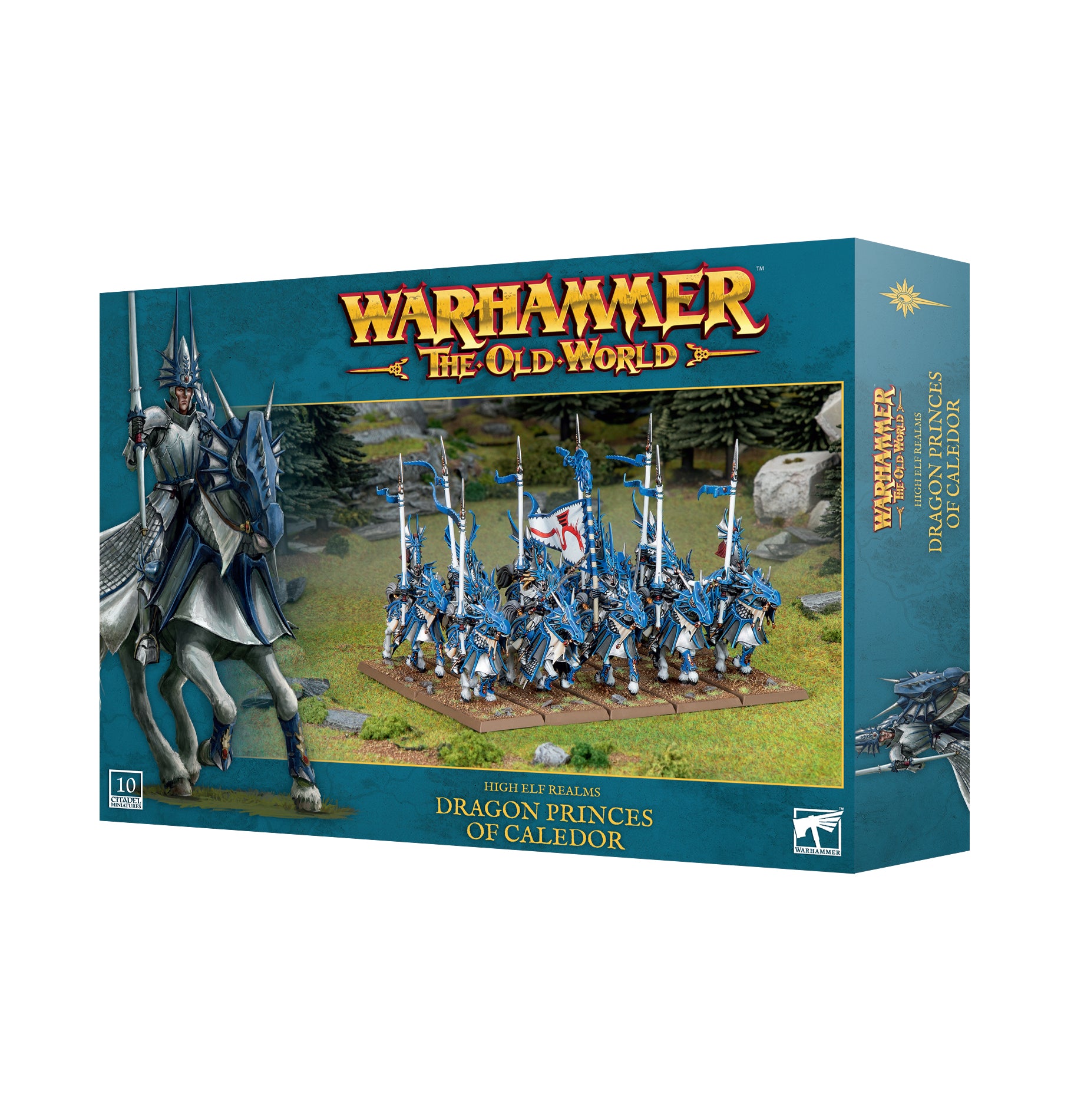 Warhammer The Old World game box featuring dragon princes on a white background