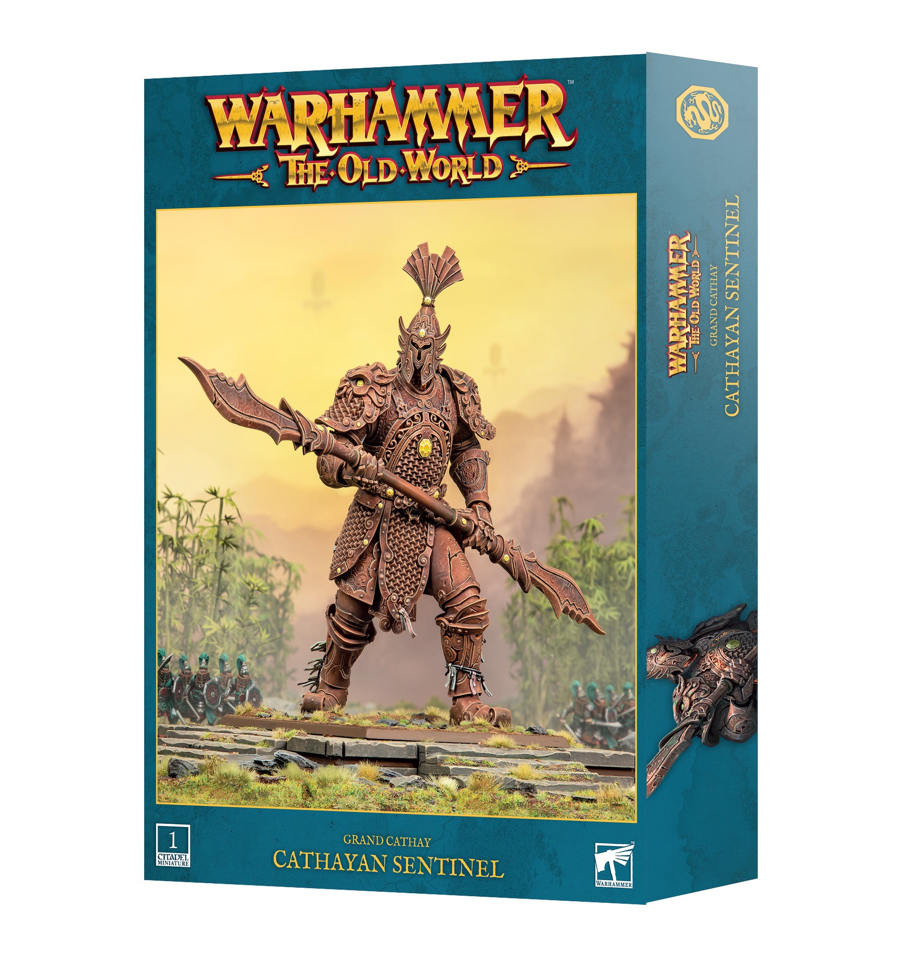 Warhammer The Old World Cathayan Sentinel figurine packaging on a white background